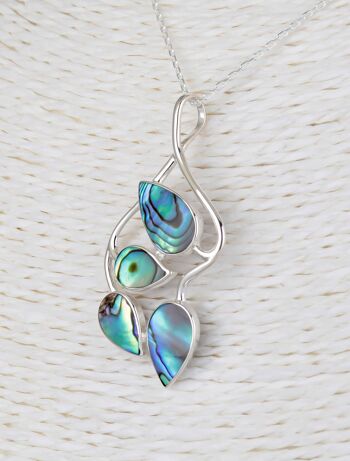 Pendentif Nacre abalone forme feuillage argent 925 43007 3