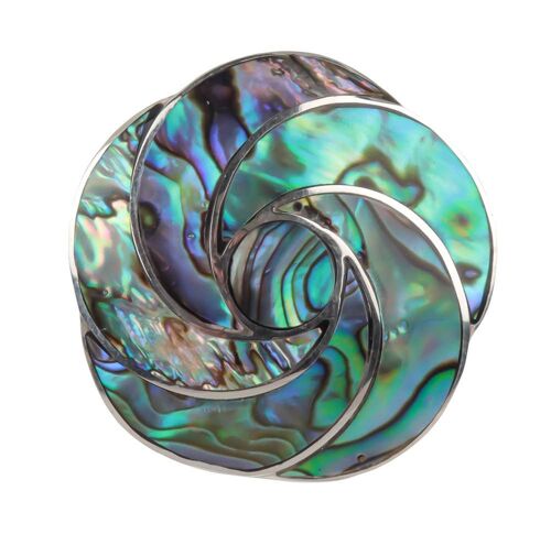 Pendentif Nacre abalone forme Fleur sur argent 925 3417