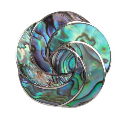 Pendentif Nacre abalone forme Fleur sur argent 925 3417