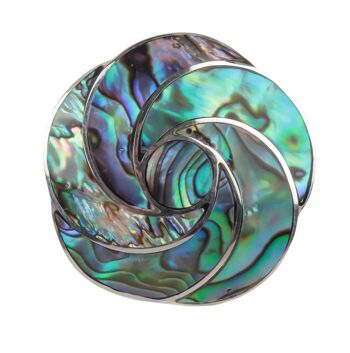 Pendentif Nacre abalone forme Fleur sur argent 925 3417 1
