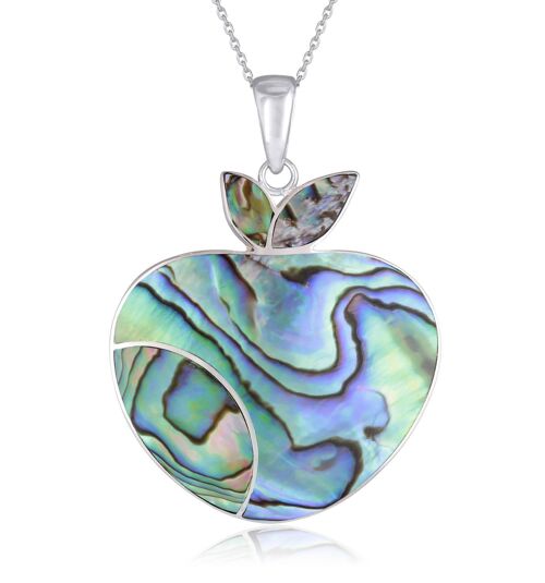 Pendentif Nacre abalone forme pomme sertie d'argent 43005