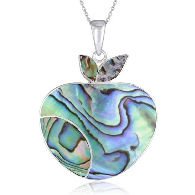 Mother-of-pearl abalone apple-shaped pendant set with silver 43005