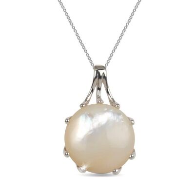 White mother-of-pearl pendant in solid silver 925 3411