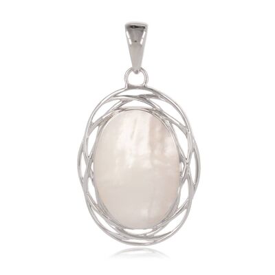 White mother-of-pearl pendant in its 925 silver nest K43007-B