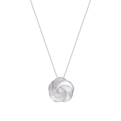 Colgante de flor en espiral de nácar blanco en plata 925 - K3416