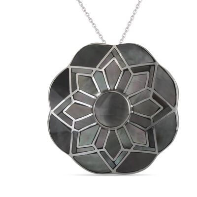 Gray mother-of-pearl rosette pendant Sterling silver 4850
