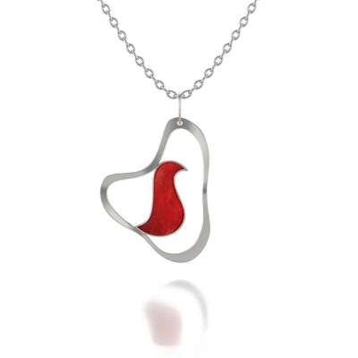 925 Sterling Silver Set Coral Bird Pendant 51245