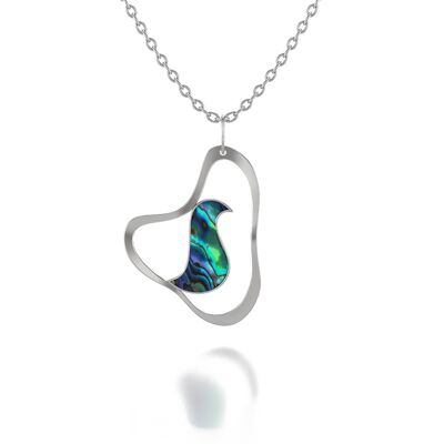 925 Sterling Silver Mother-of-Pearl Abalone Bird Pendant 51244