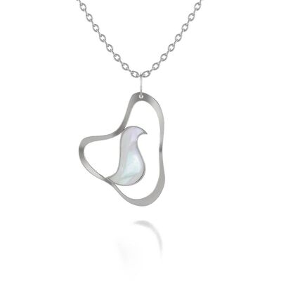 White Mother-of-Pearl Bird Pendant Set in 925 Silver 51243