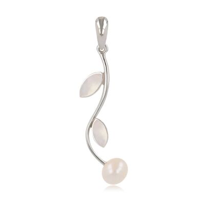 Pearl Pendant and Mother-of-Pearl Petals Set in Silver K50044