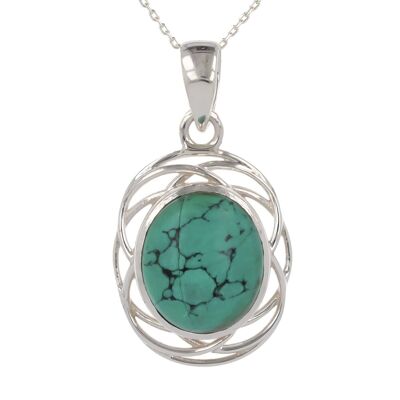 Turquoise stone pendant Sterling silver 925 thousandth 2731