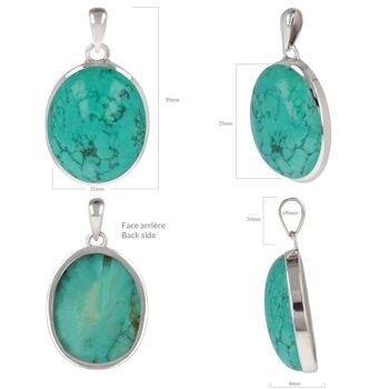 Pendentif Pierre Turquoise sur Argent massif 925 2766 3