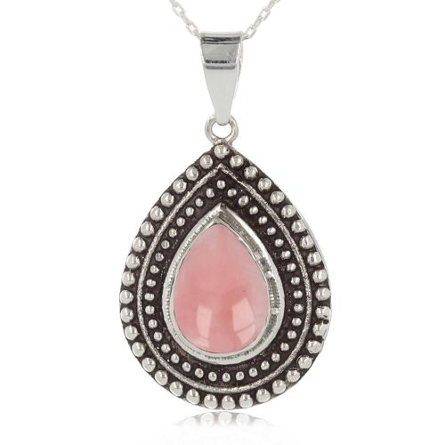 Pendentif Quartz Rose double sertissage grains 2692-3