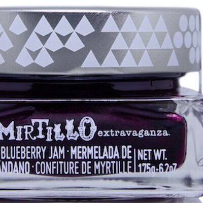 Organic artisan blueberry jam 85% fruit 175g. Reduced sugar content.