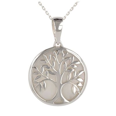 Colgante árbol de la vida Nácar blanco Plata rodiada K43048