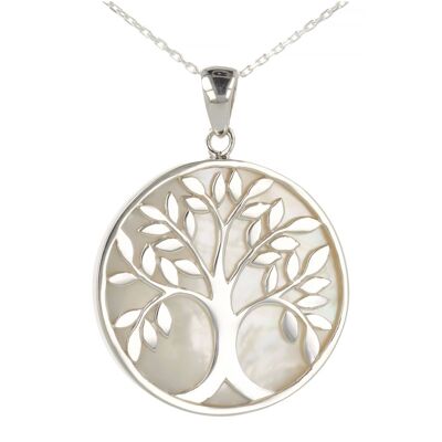 Pendentif Arbre de vie Nacre Blanche Argent 925 - K43042