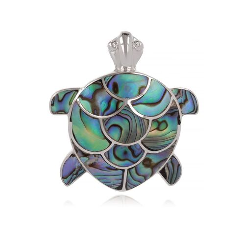 Pendentif Tortue Nacre Abalone Sertie Argent 925 rhodié 4001