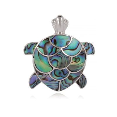 Abalone Perlmutt Schildkröte Anhänger Set Rhodium 925 Silber 4001