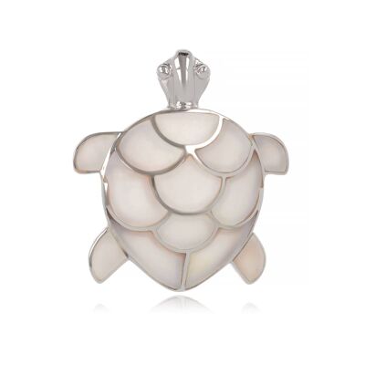 Colgante tortuga de nácar blanco plata rodiada 925-000 4008