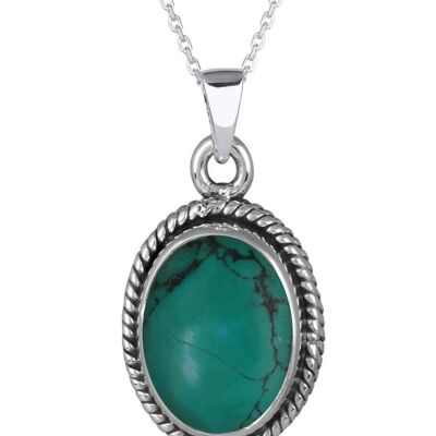 Turquoise pendant set with solid silver collar 26611