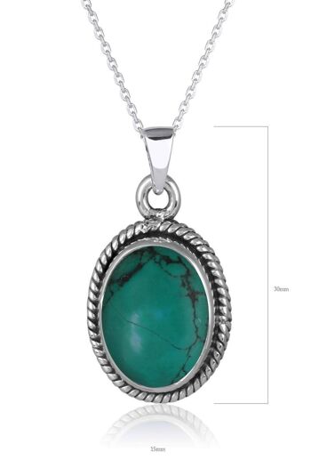 Pendentif Turquoise sertie collerette d'argent massif 26611 3