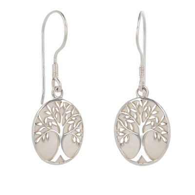 Tree of life Earrings White mother-of-pearl Silver K45058