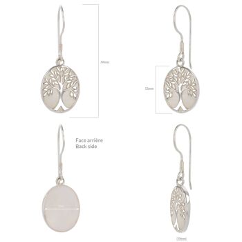 Arbre de vie Boucles d'oreille Nacre blanche Argent K45058 3