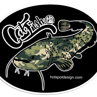 Adesivo Gatto Pesce Camo cm 30x23