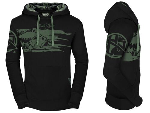 Hoodie Black Bass with camo detail