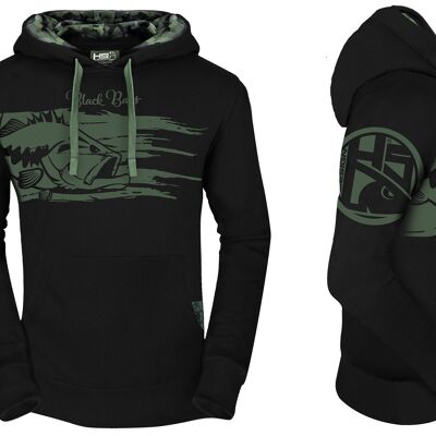 Hoodie Black Bass with camo detail