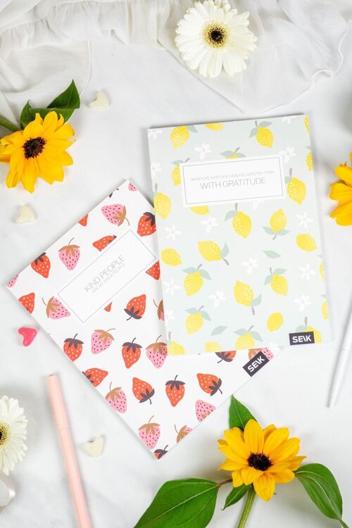 Bullet Journal / Dotted Notebook strawberries & lemons (2pcs)
