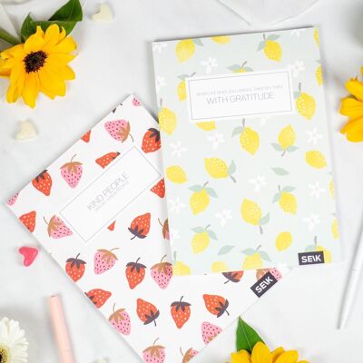 Bullet Journal / Dotted Notebook strawberries & lemons (2pcs)
