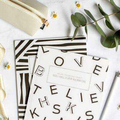 Bullet Journal / Dotted Notebook Black & White (2 pcs)