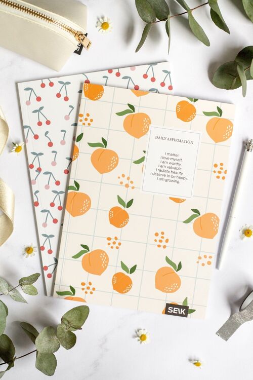 Bullet Journal / Dotted Notebook Peaches & Cherries (2 pcs)
