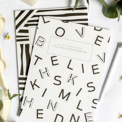 Squared and lined notebook Black & White (2 pcs)