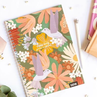 Bullet Journal / Dotted Notebook with spiral binding - Birdies
