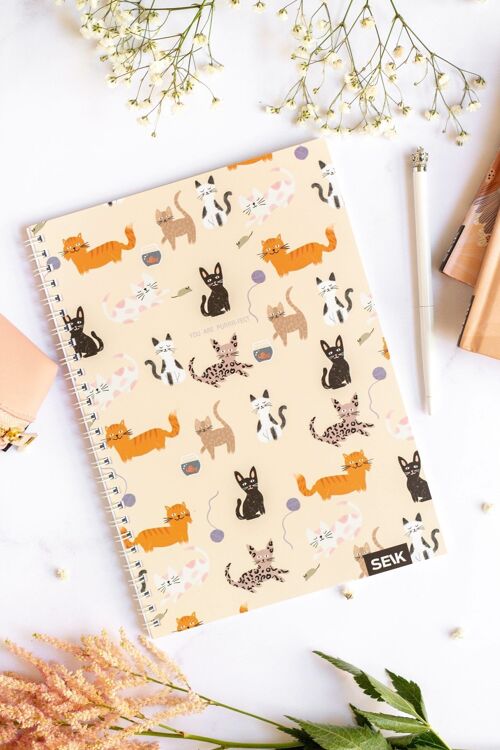 Bullet Journal / Dotted Notebook with spiral binding - Kitties