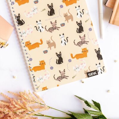 Bullet Journal / Dotted Notebook with spiral binding - Kitties