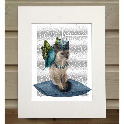 Cat with Blue Butterfly Wings, Book Print, Art Print, Wall Art