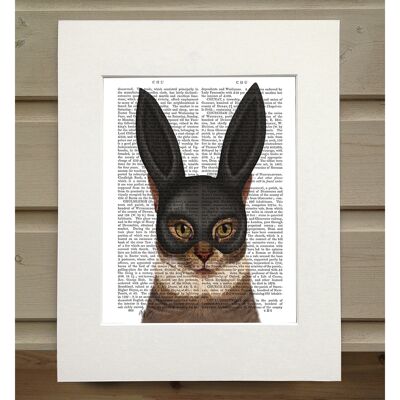 Cat with Bunny Mask, Book Print, Art Print, Wall Art