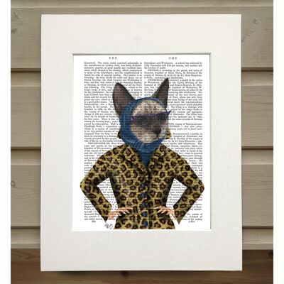 Cat with Leopard Jacket, Book Print, Art Print, Wall Art