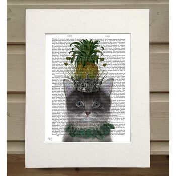 Chat, chat d'ananas, livre imprimé, impression d'Art, Art mural 1