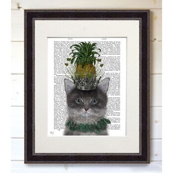 Chat, chat d'ananas, livre imprimé, impression d'Art, Art mural 2