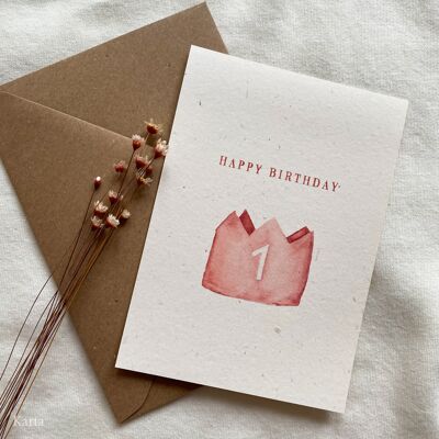 Greeting card - pink crown