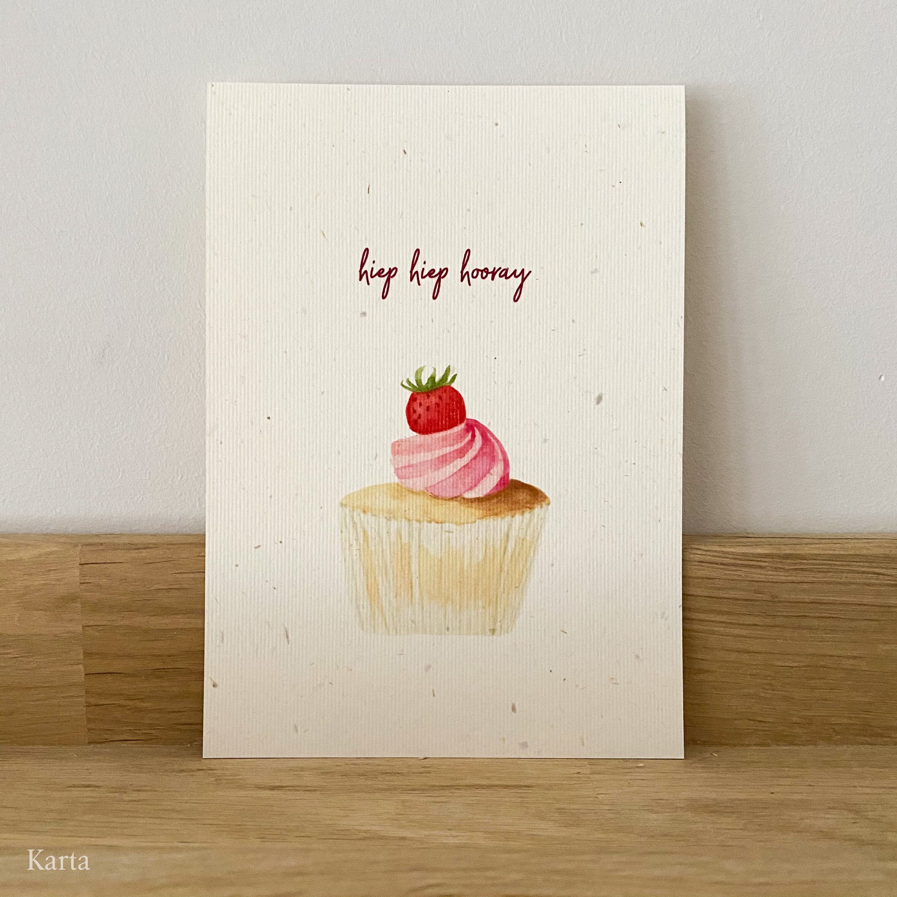 Greeting card - strawberry cupcake