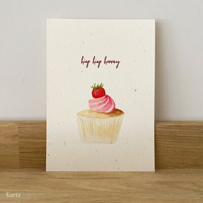 Tarjeta de felicitación - cupcake de fresa