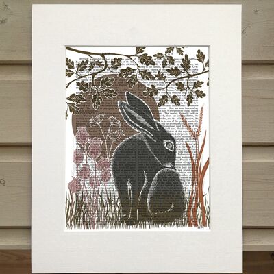 Country Lane Hare 2, Earth Book Print, Art Print, Wall Art