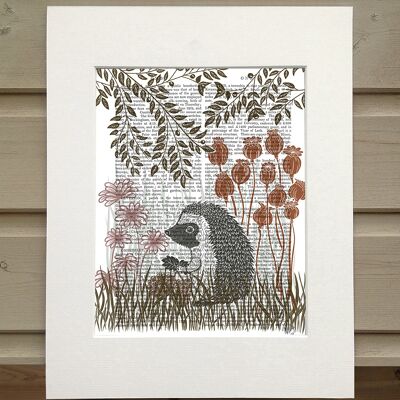 Country Lane Hedgehog, Earth Book Print, Art Print, Wall Art