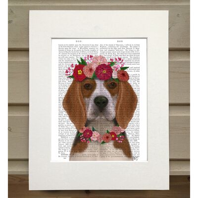 Beagle Flower Headdress, Book Print, Art Print, Wall Art