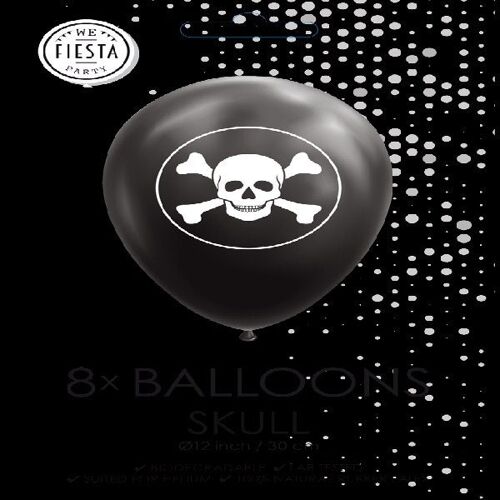 8 Balloons 12" skull black
